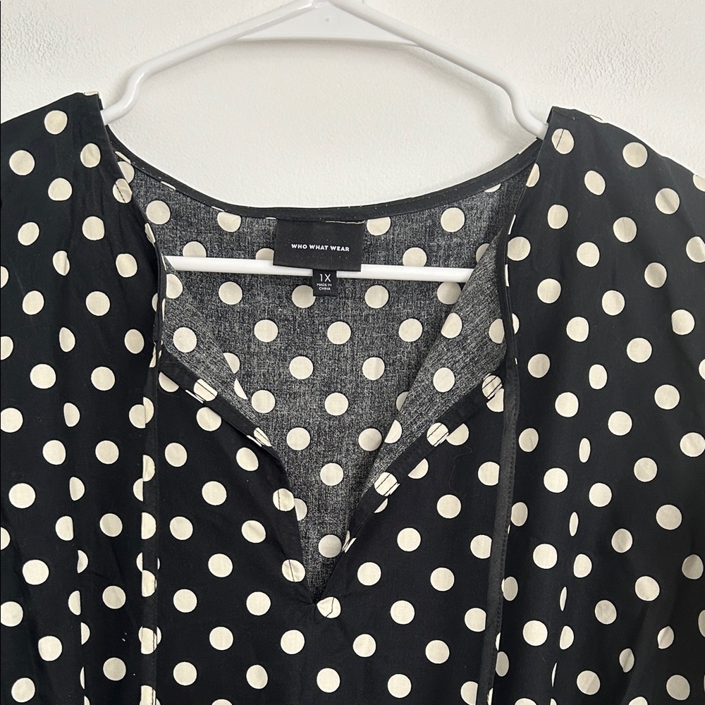 Who What Wear Black and White Polka Dot Dress - Picture 2 of 6